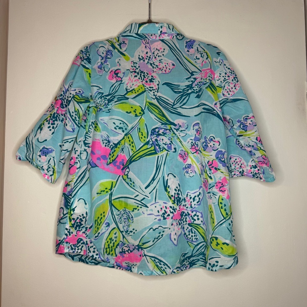 Lilly Pulitzer Kids Girls Floral Print Top Blouse Shirt XS - Picture 4 of 6